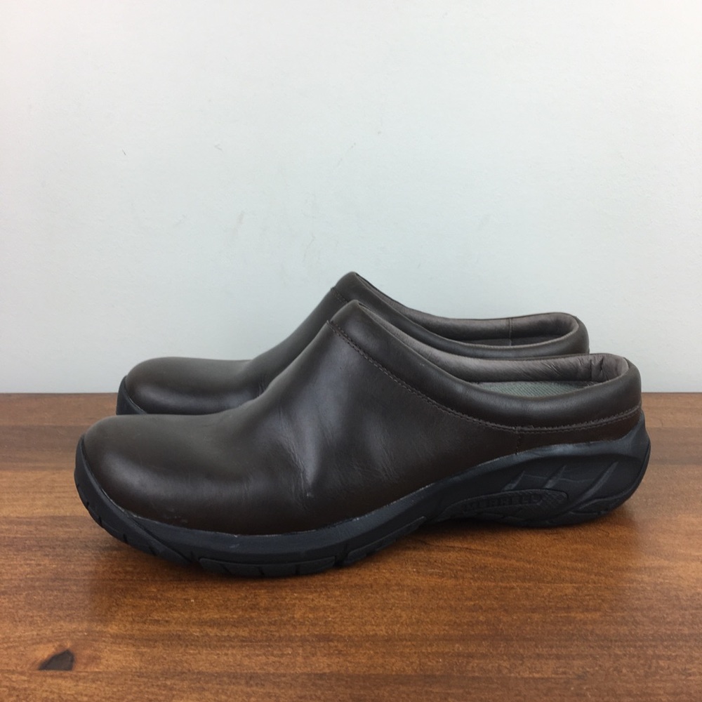 Merrell Bracken Slip On Clogs Mules Brown Leather Women's Size 10.5 (J48512).